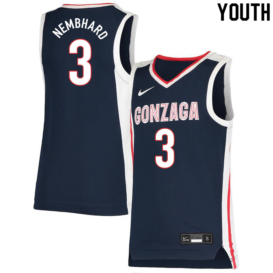 Youth #3 Andrew Nembhard Gonzaga Bulldogs College Basketball Jerseys Sale-Navy - Click Image to Close